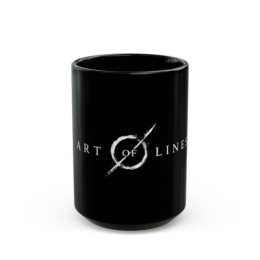 Art of Lines Black Coffee Mug (11oz, 15oz) – Minimalist Band Logo Ceramic Mug