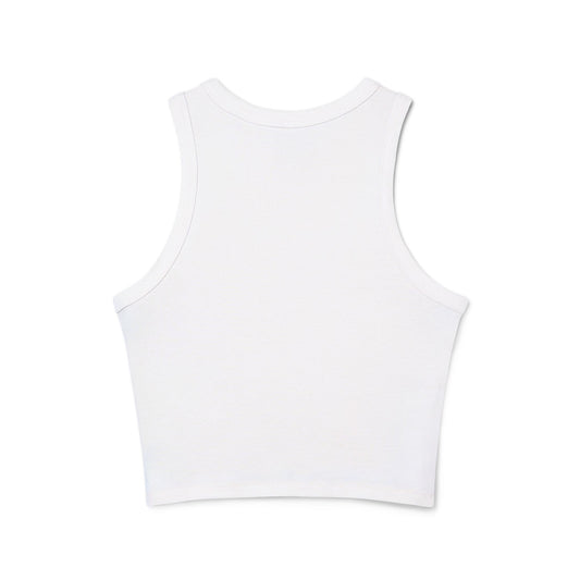 Face Script Graphic Ribbed Racer Tank Top
