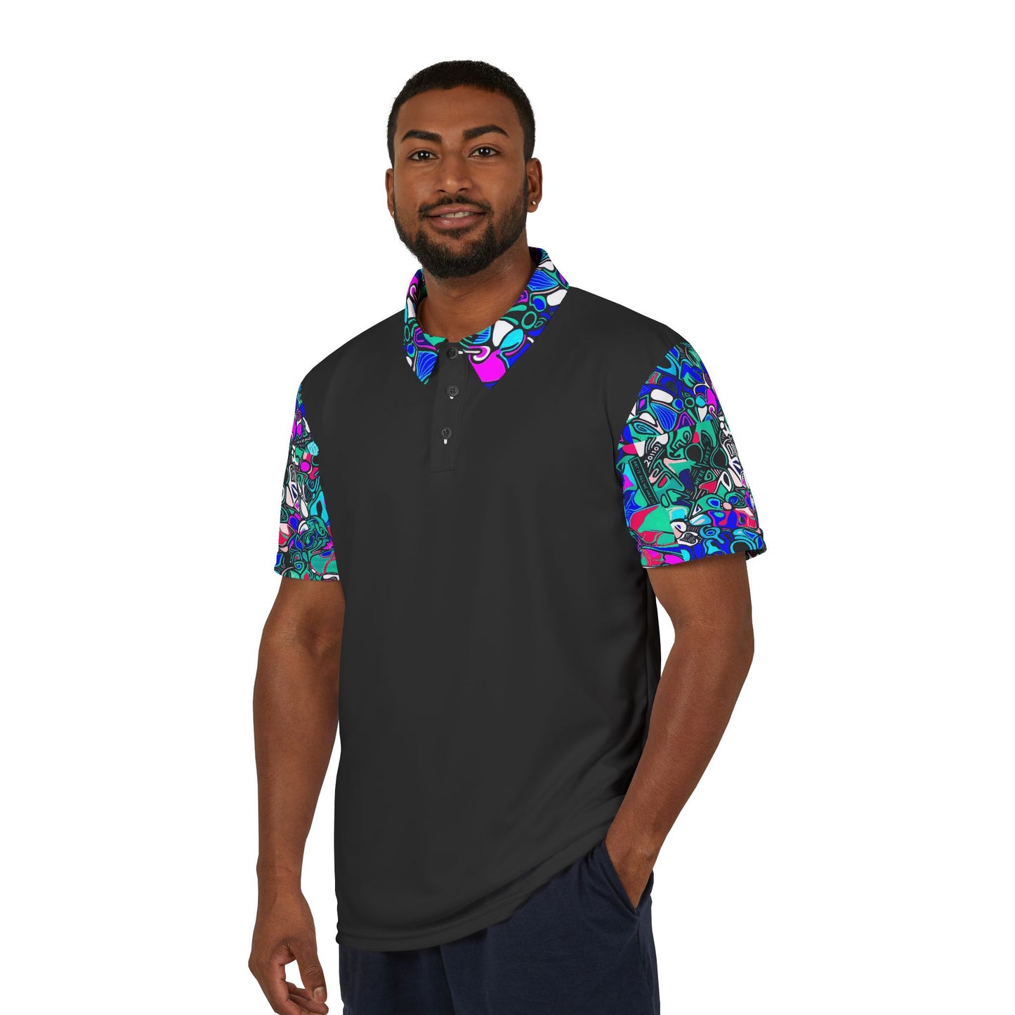Abstract Neon Graffiti Polo