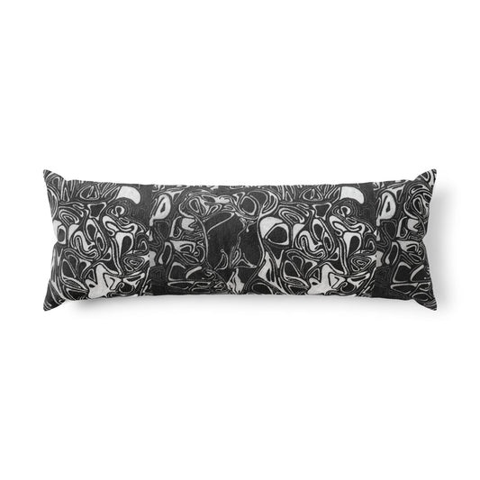 Black & White Marble Swirl Body Pillow — Lumbar Cushion