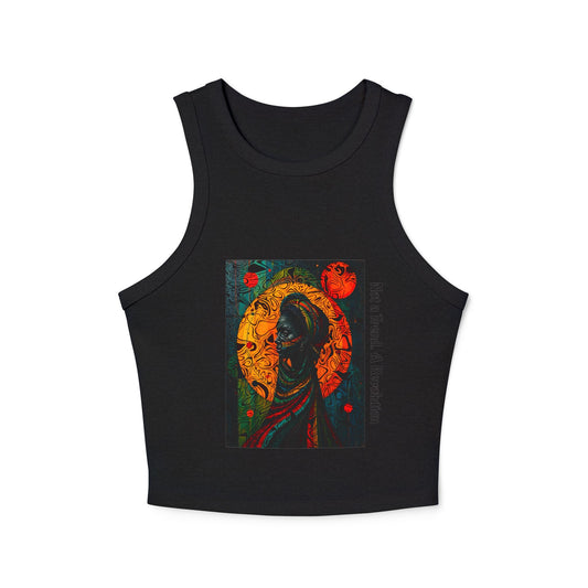 Vibrant Art-Printed Women's Micro Rib Racer Tank Top, Festival Wear, Summer Outfits, Gift for Her, Boho Style Top