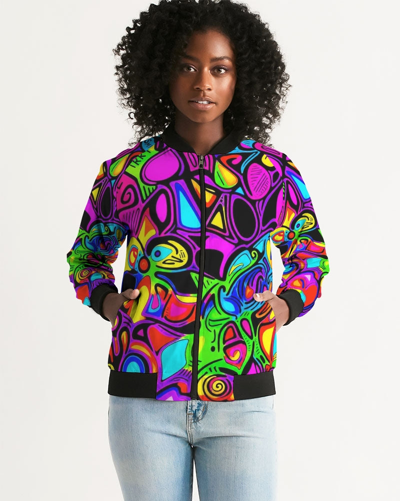Women's all-over print bomber jacket, F design