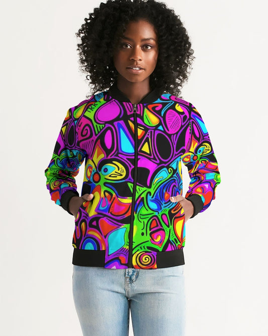 Women's all-over print bomber jacket, F design