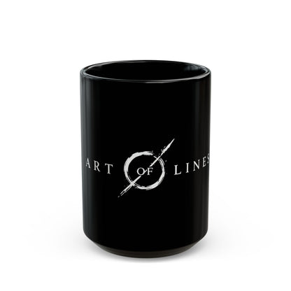 Art of Lines Black Coffee Mug (11oz, 15oz) – Minimalist Band Logo Ceramic Mug