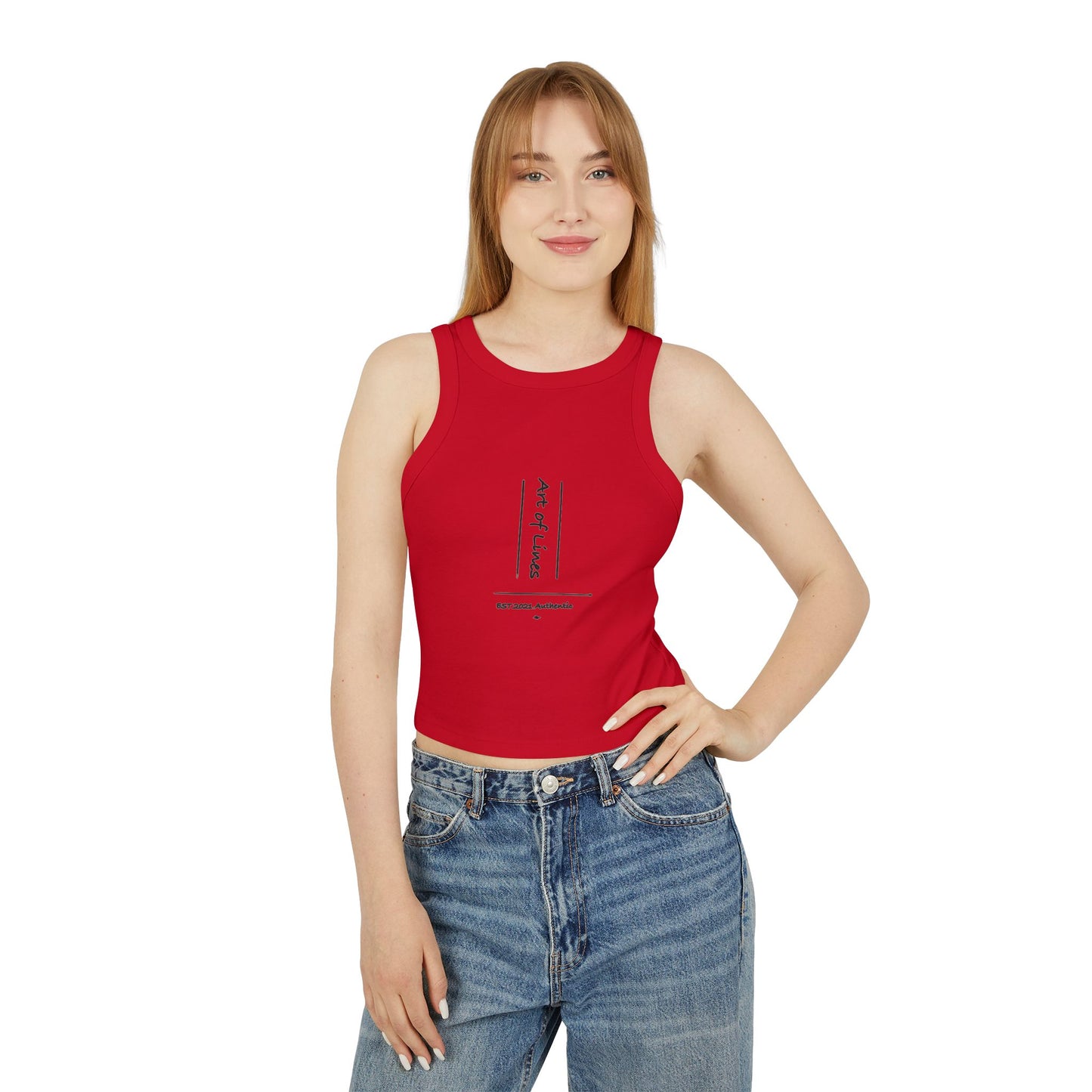 AOL Women's Micro Rib Racer Tank Top