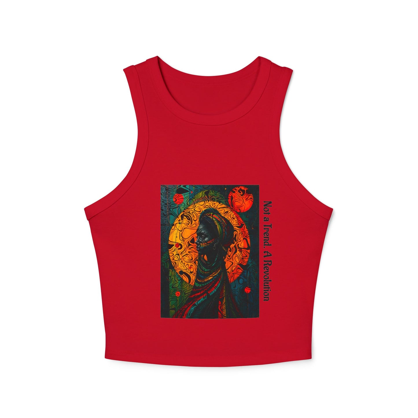 Vibrant Art-Printed Women's Micro Rib Racer Tank Top, Festival Wear, Summer Outfits, Gift for Her, Boho Style Top