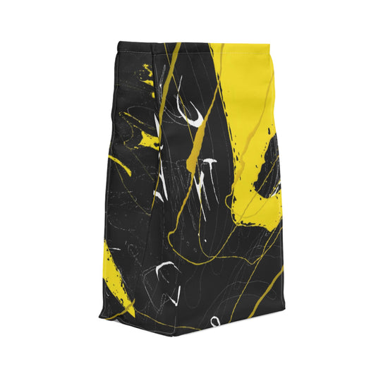 Abstract Yellow Black Lunch Bag — Insulated Polyester Lunch Tote