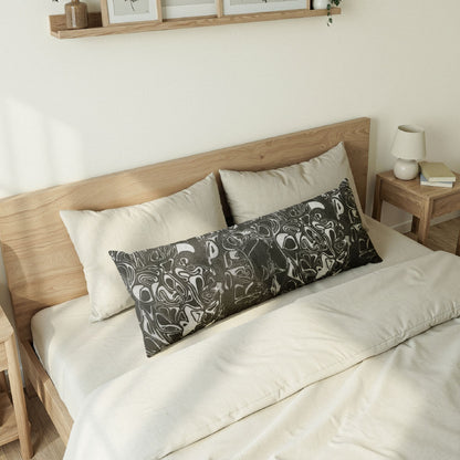 Black & White Marble Swirl Body Pillow — Lumbar Cushion
