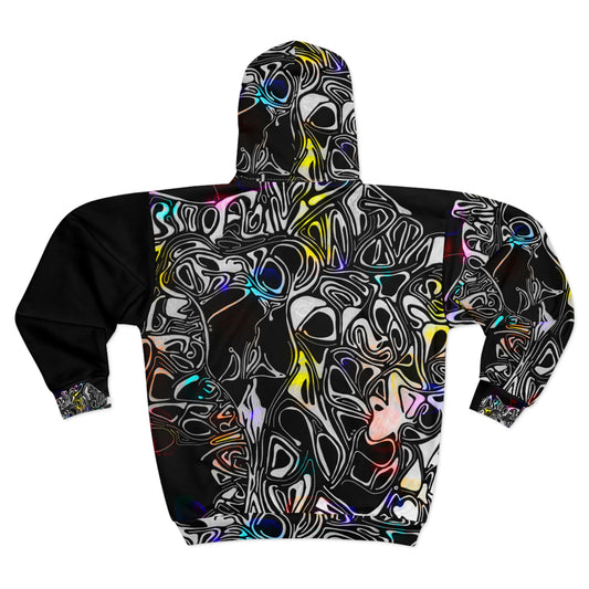 Abstract Neon Black Zip Hoodie
