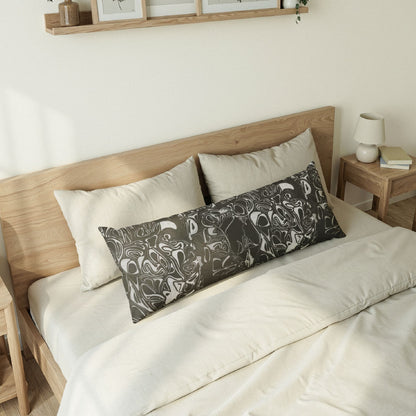 Black & White Marble Swirl Body Pillow — Lumbar Cushion