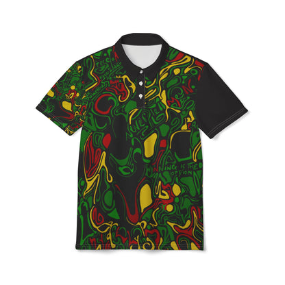Rasta Vibe Abstract Polo Shirt – Red Green Yellow All-Over Print