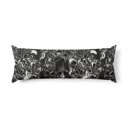 Black & White Marble Swirl Body Pillow — Lumbar Cushion