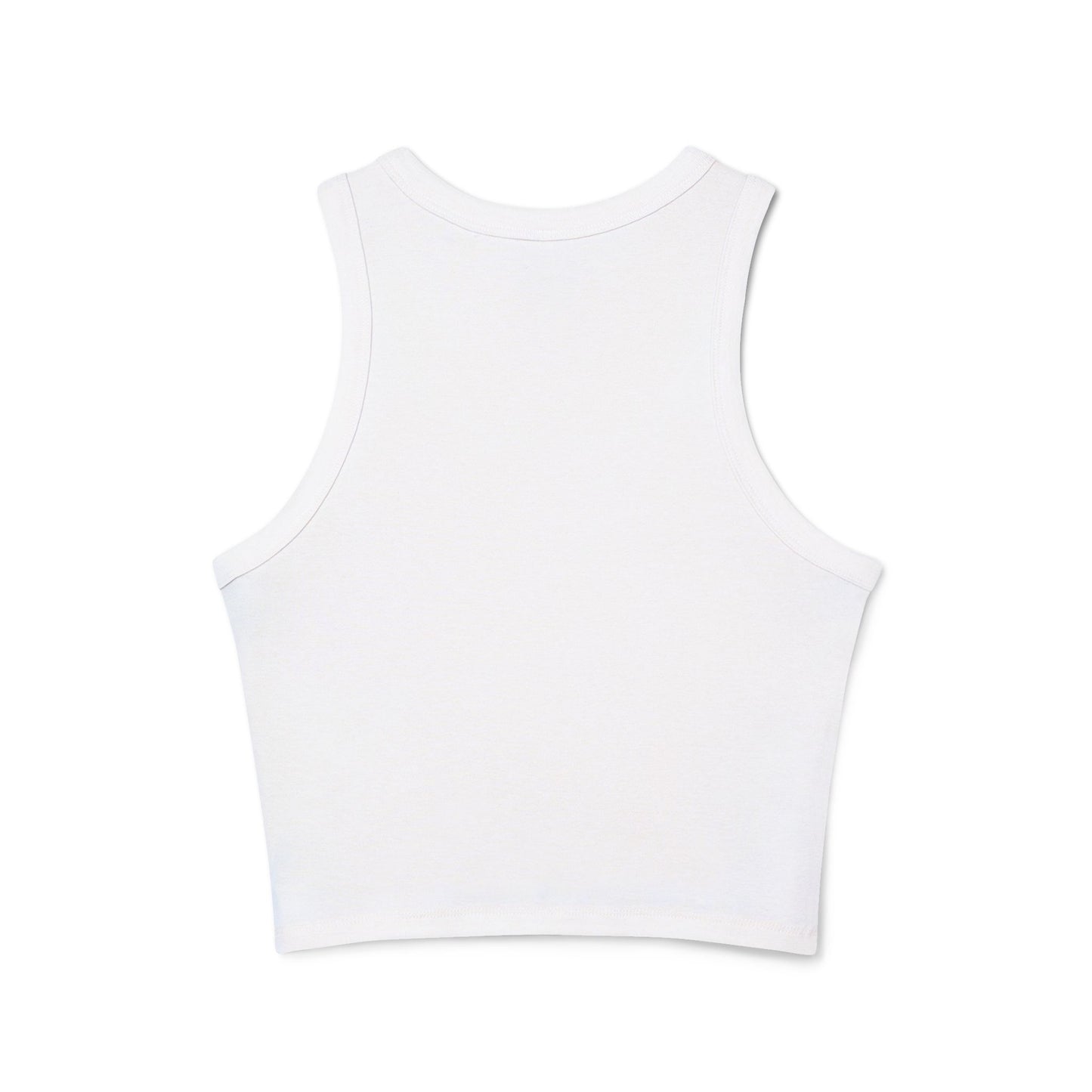 Face Script Graphic Ribbed Racer Tank Top