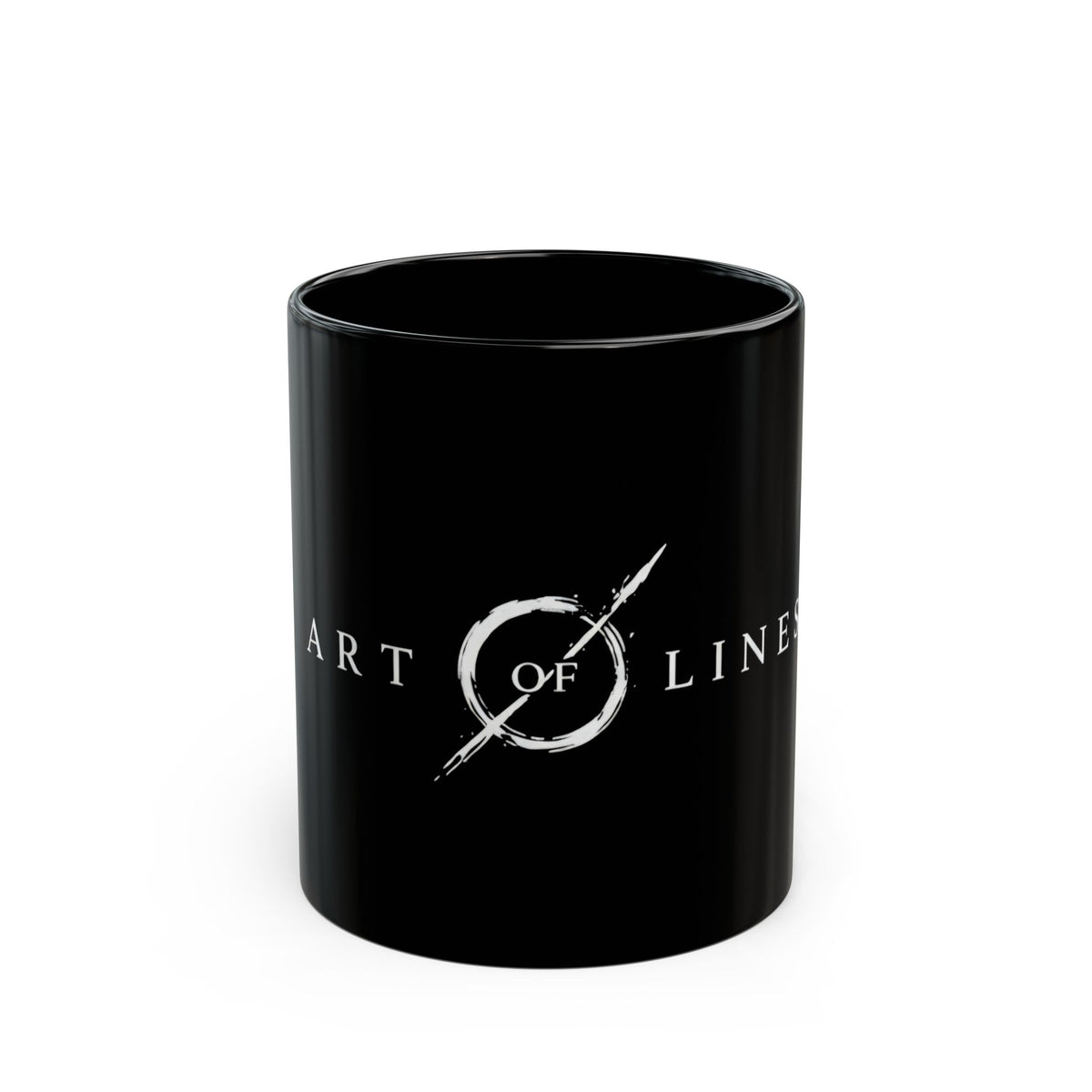 Art of Lines Black Coffee Mug (11oz, 15oz) – Minimalist Band Logo Ceramic Mug