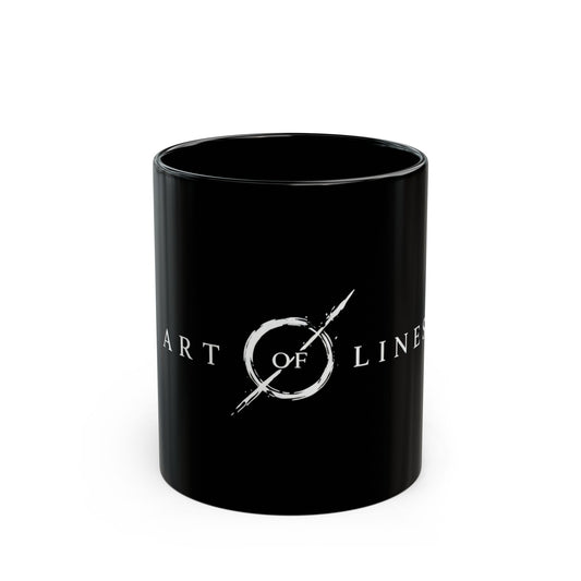Art of Lines Black Coffee Mug (11oz, 15oz) – Minimalist Band Logo Ceramic Mug