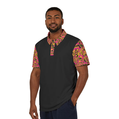 Abstract Pink & Gold Pattern Polo Shirt