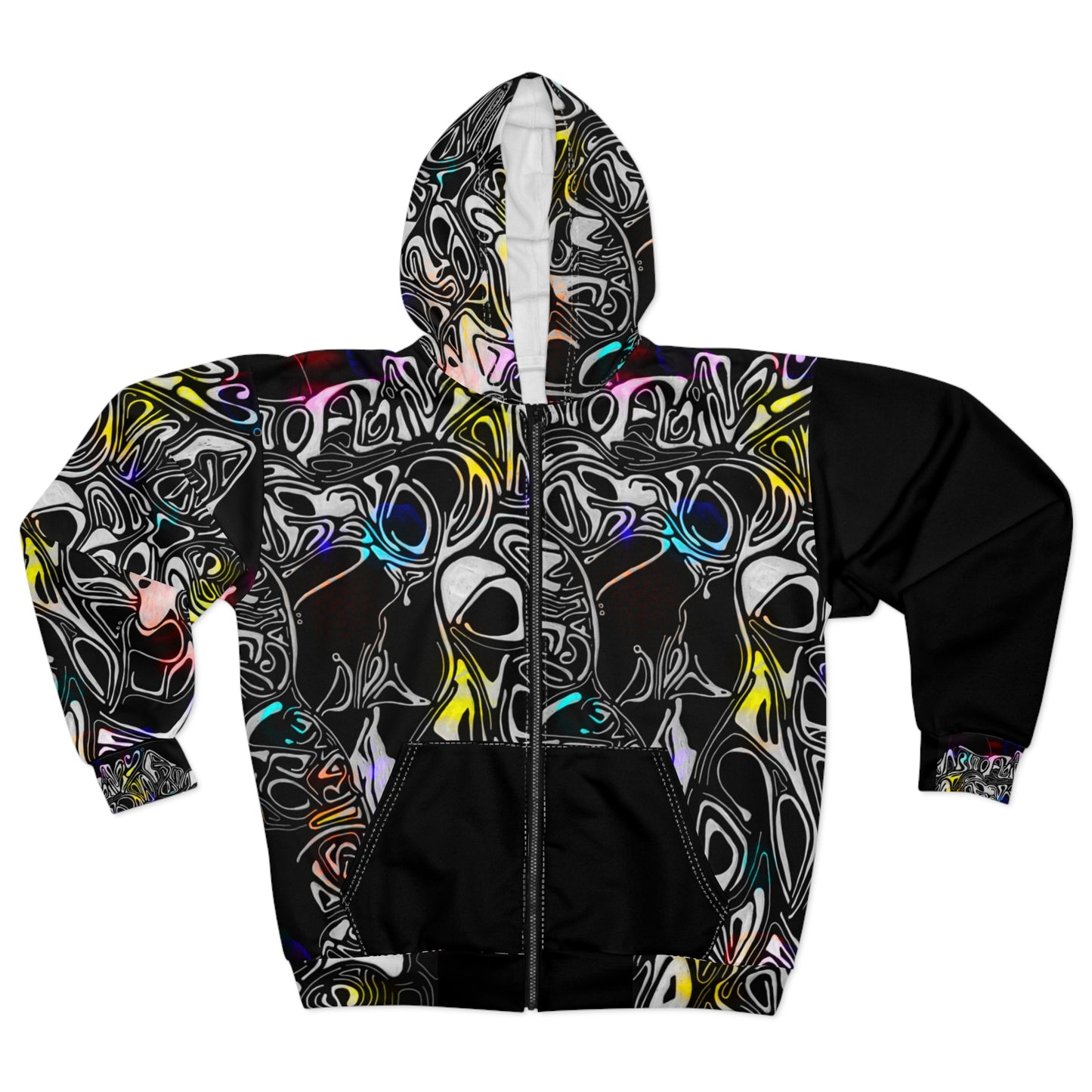 Abstract Neon Black Zip Hoodie