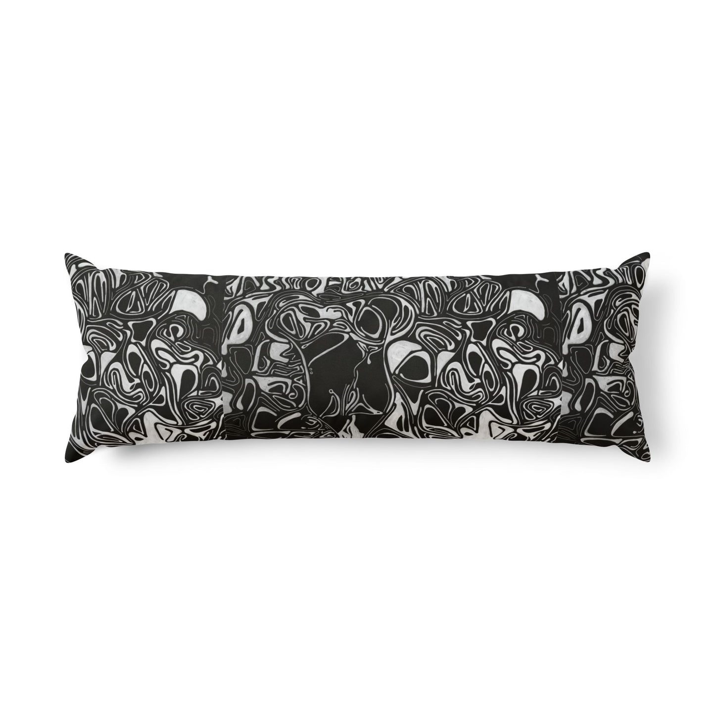 Black & White Marble Swirl Body Pillow — Lumbar Cushion