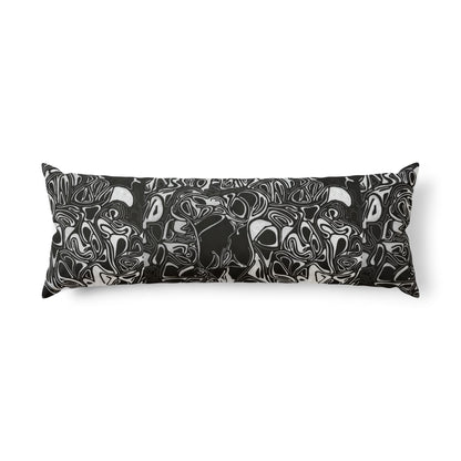 Black & White Marble Swirl Body Pillow — Lumbar Cushion