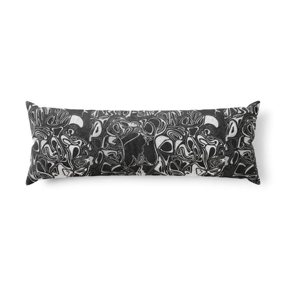 Black & White Marble Swirl Body Pillow — Lumbar Cushion
