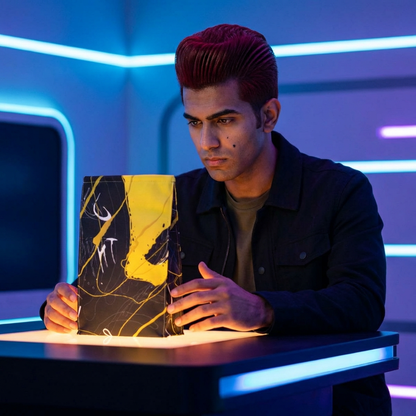 Abstract Yellow Black Lunch Bag — Insulated Polyester Lunch Tote