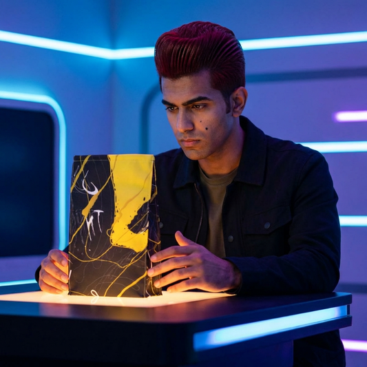 Abstract Yellow Black Lunch Bag — Insulated Polyester Lunch Tote