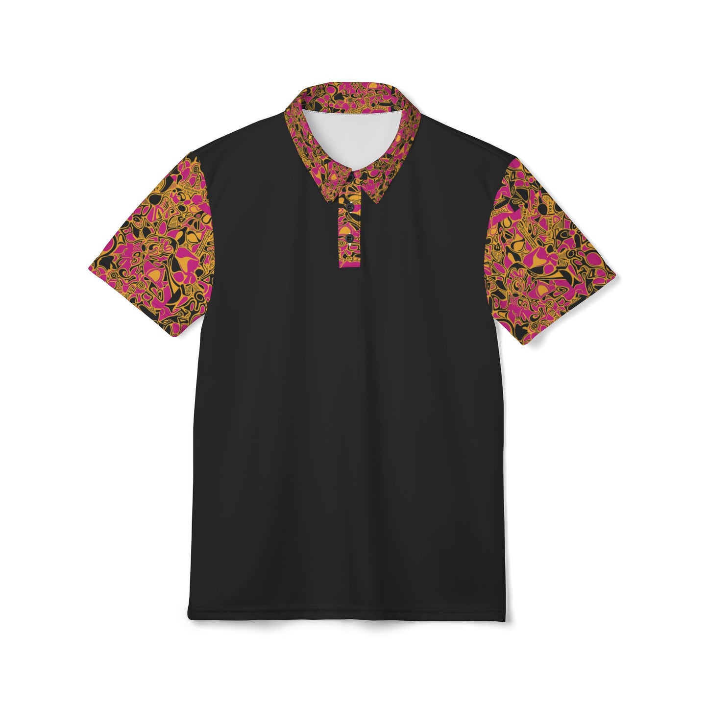 Abstract Pink & Gold Pattern Polo Shirt