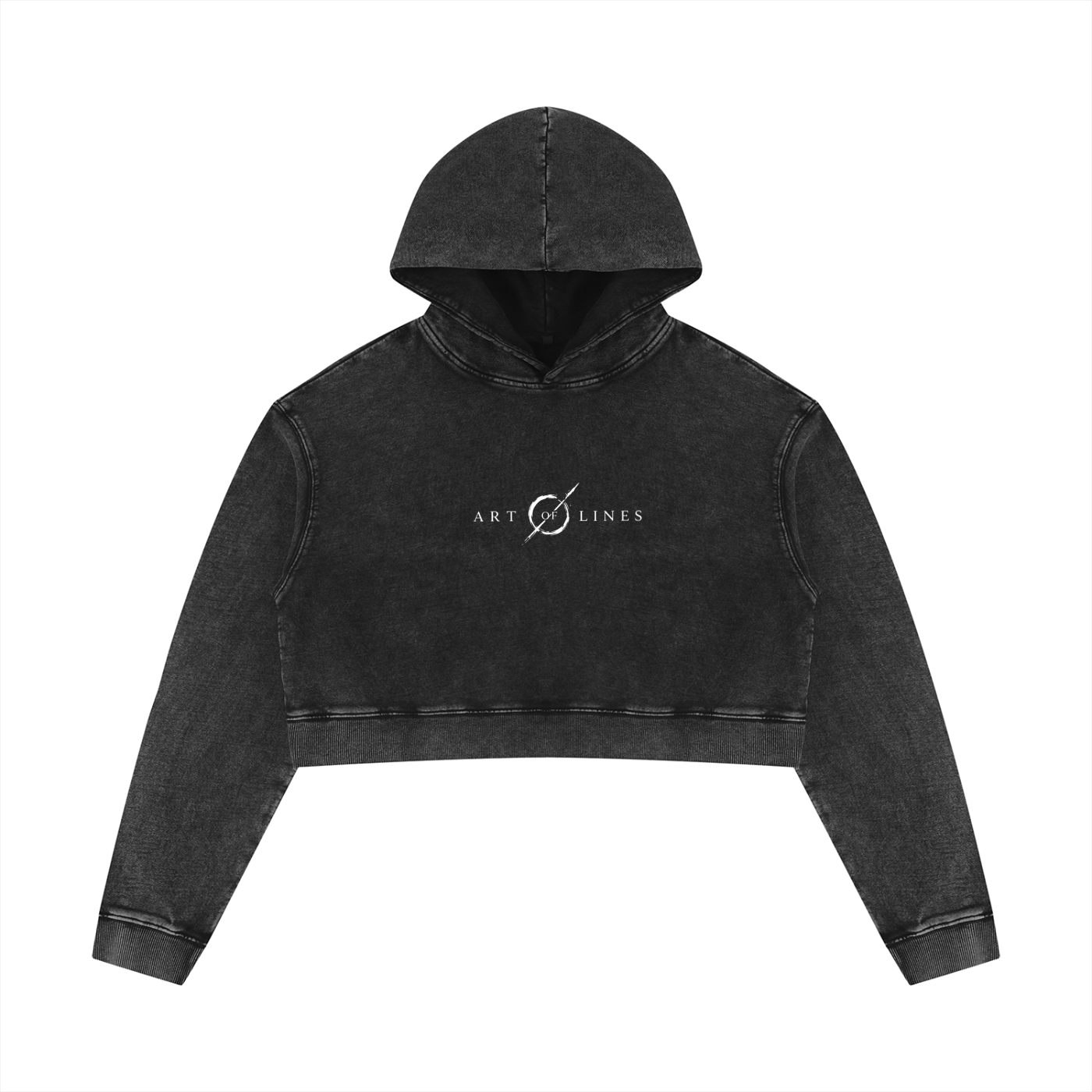 Thoughts print mineral washed crop hoodie