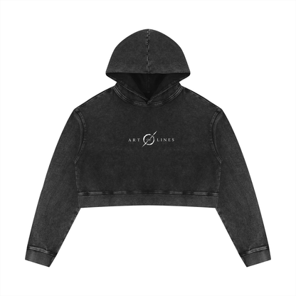 Thoughts print mineral washed crop hoodie