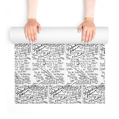 Foam Yoga Mat — Black Script Patterned Fitness Mat