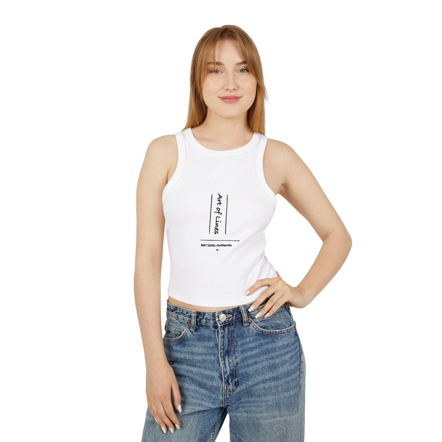 AOL Women's Micro Rib Racer Tank Top