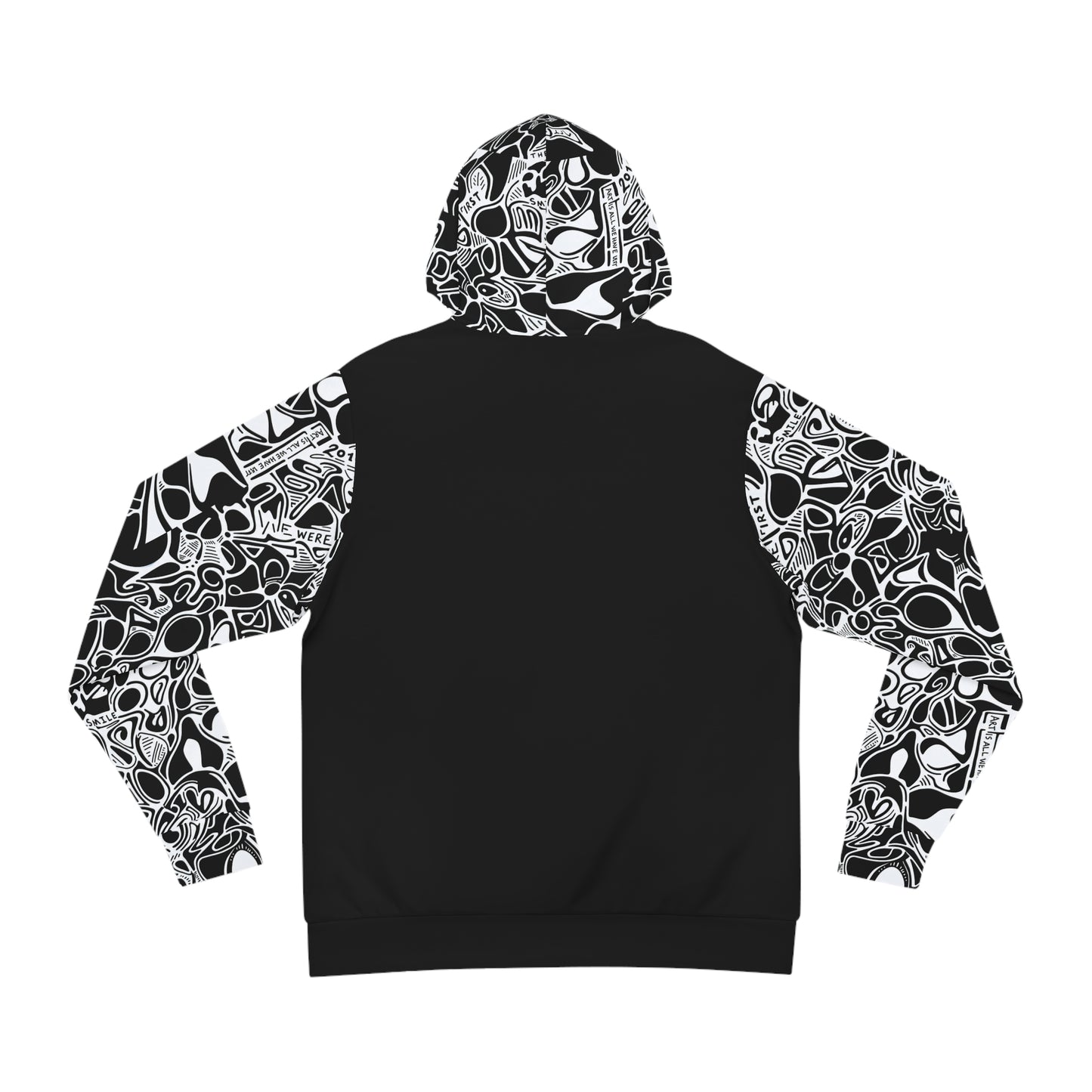 Abstract Skull Pattern Hoodie — Black & White All-Over Print