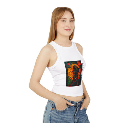 Vibrant Art-Printed Women's Micro Rib Racer Tank Top, Festival Wear, Summer Outfits, Gift for Her, Boho Style Top
