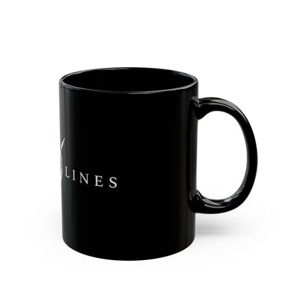 Art of Lines Black Coffee Mug (11oz, 15oz) – Minimalist Band Logo Ceramic Mug