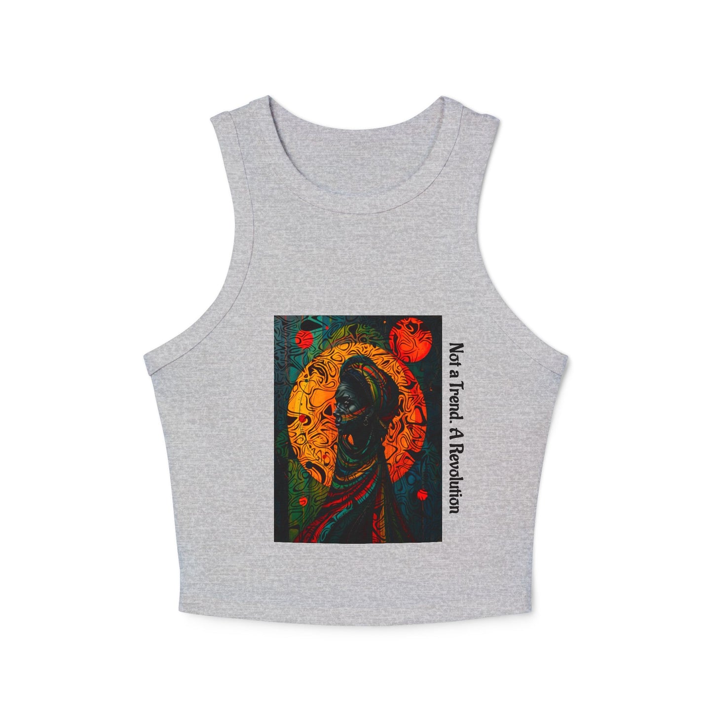 Vibrant Art-Printed Women's Micro Rib Racer Tank Top, Festival Wear, Summer Outfits, Gift for Her, Boho Style Top