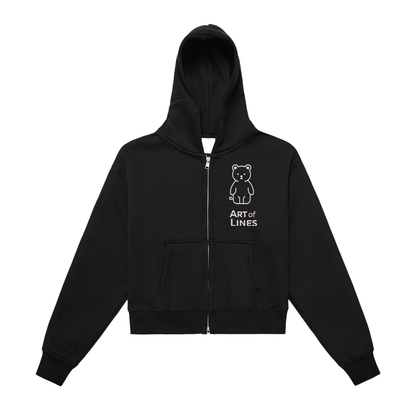 Sweet Teddy Zip-Up Cropped Hoodie