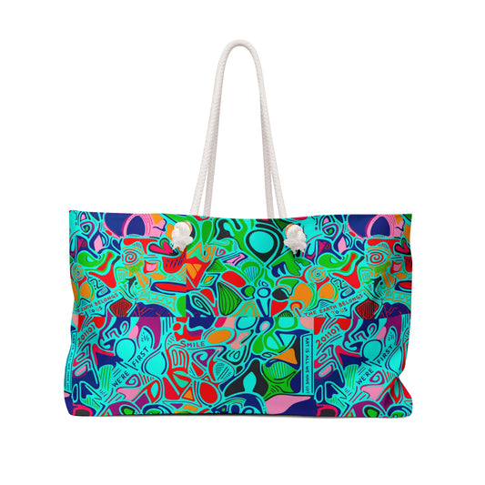 Vibrant Abstract Weekender Bag — Colorful Boho Travel Tote