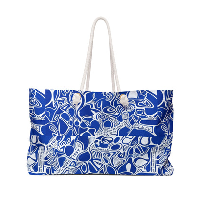 Blue Abstract Doodle Weekender Bag