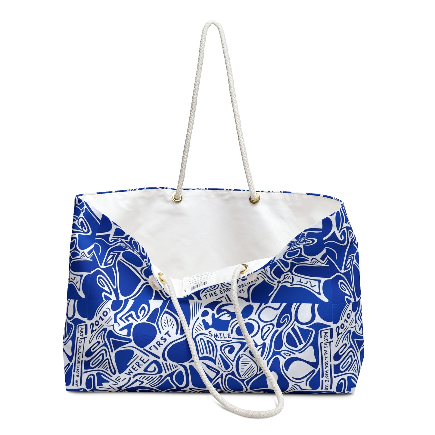 Blue Abstract Doodle Weekender Bag