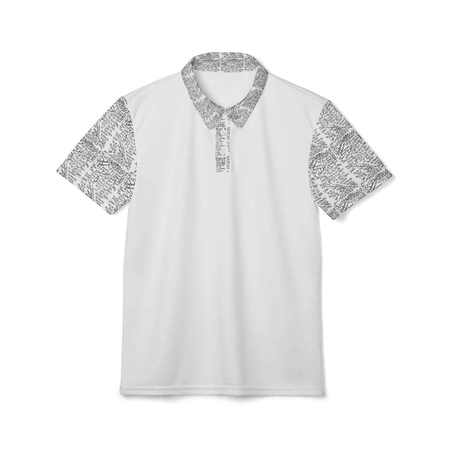 White Polo Shirt with Marble Accent Collar & Sleeve — Modern Minimalist Golf Polo