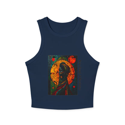 Vibrant Art-Printed Women's Micro Rib Racer Tank Top, Festival Wear, Summer Outfits, Gift for Her, Boho Style Top