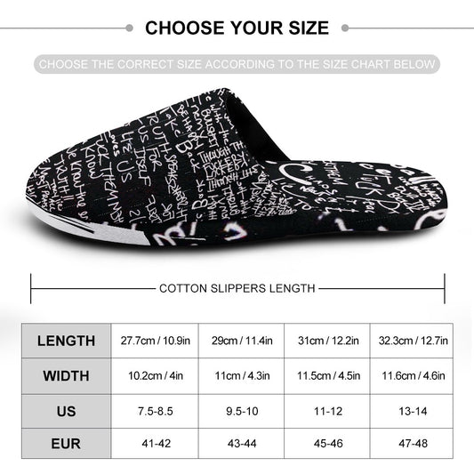 Thoughts print cotton mop house shoes