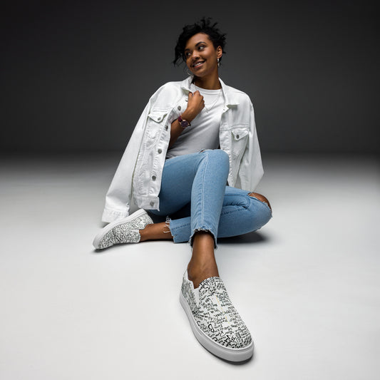 Thoughts print slip-on canvas shoes