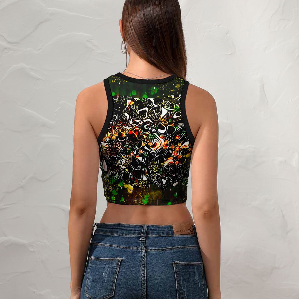 Splash Cropped Slim Racer Tank Top