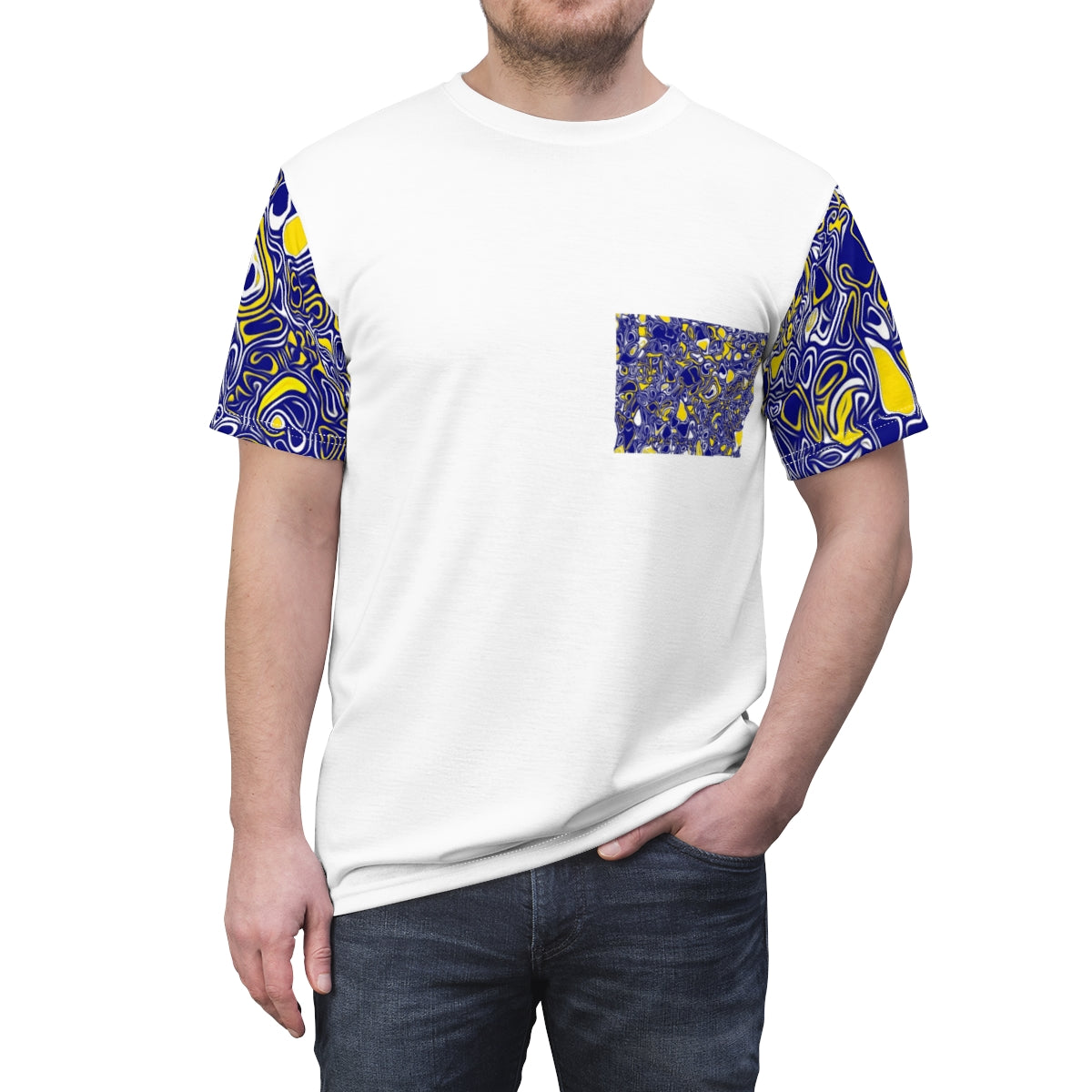 Blue & Yellow Print Cut & Sew Tee