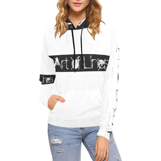 Women's White Sleeve  Print Hoodie