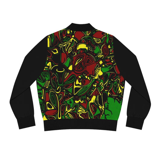 Women’s Rasta Bomber Jacket Black Sleeve