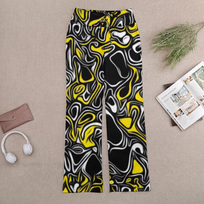Yellow Lines Lace-Up Yoga Pants