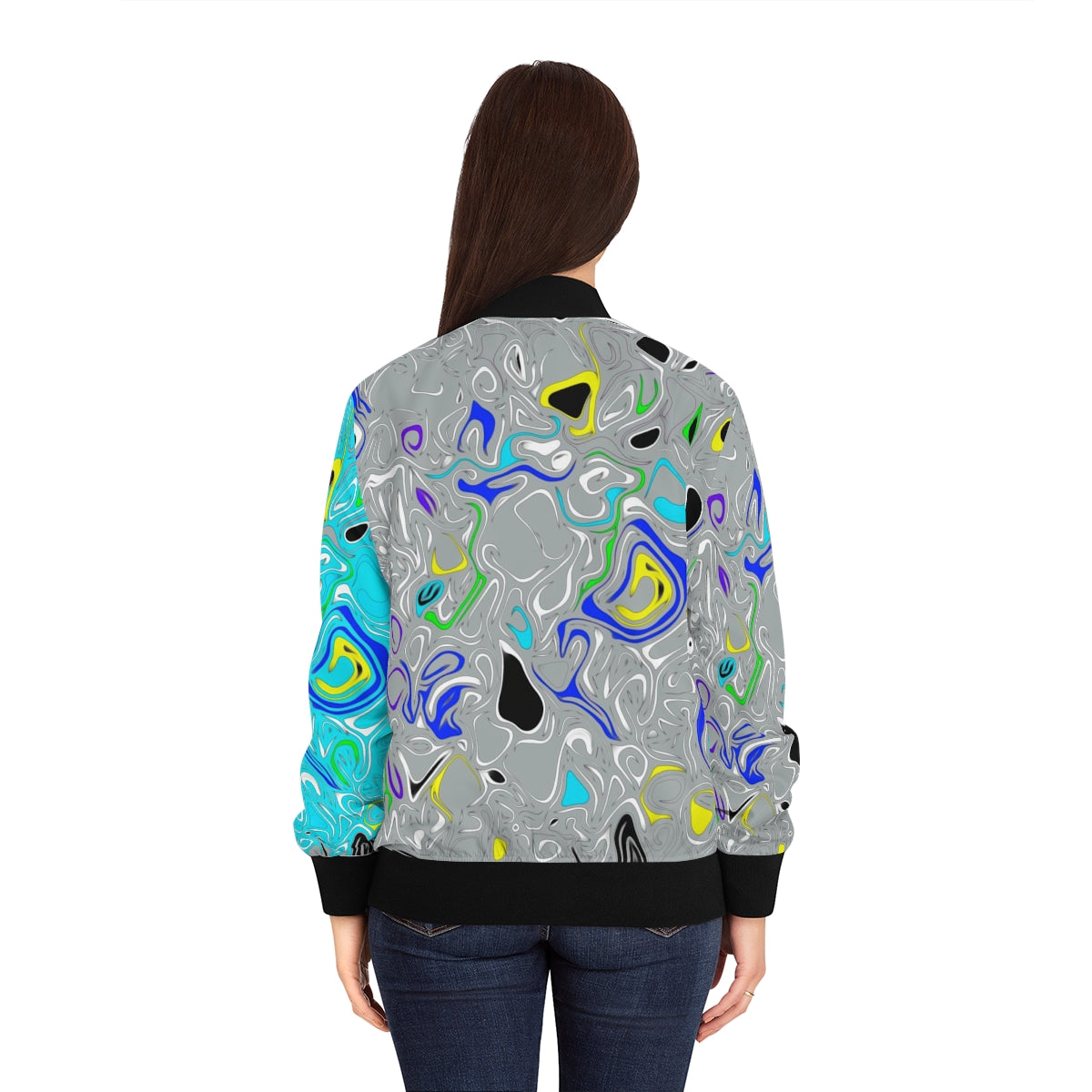 Women's Graffiti Grey Bomber Jacket