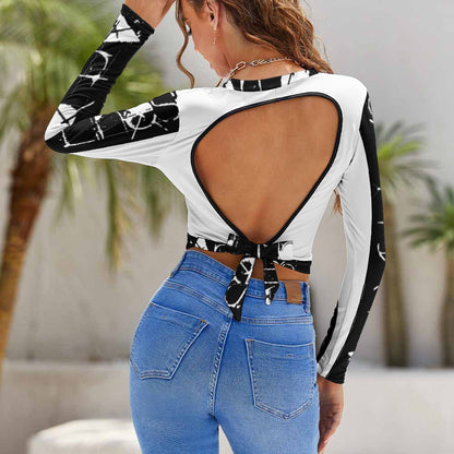 Logo Backless Long sleeve top